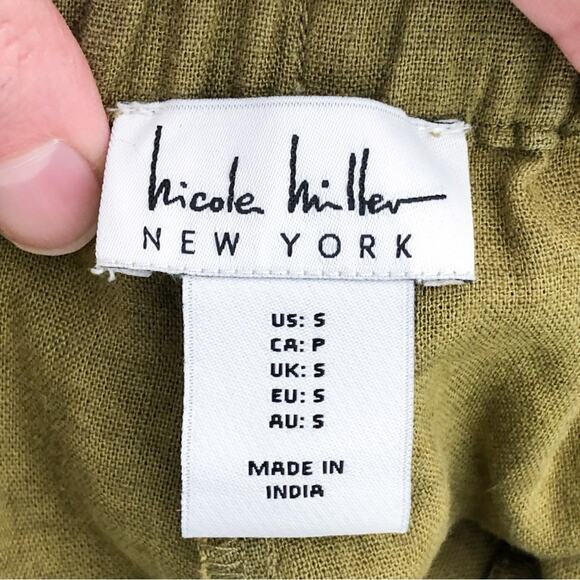 Nicole Miller Linen Blend Baggy Pant Drawstring Lagenlook Boho Size Small Green - Picture 9 of 16